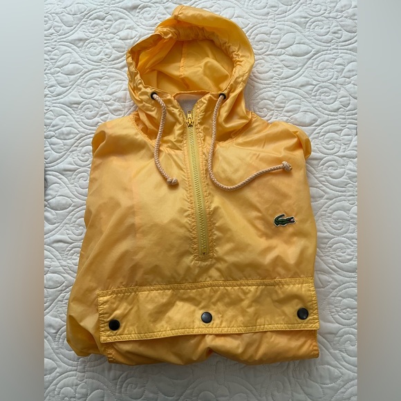 Vintage Izod Lacoste Yellow Quarter Zip Hooded Men’s Windbreaker Size M - Picture 6 of 11